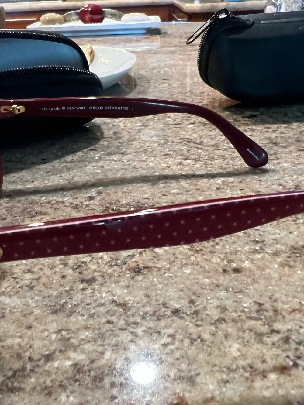 kate spade Burgundy Cat-Eye Sunglasses with Green and Teal Cases